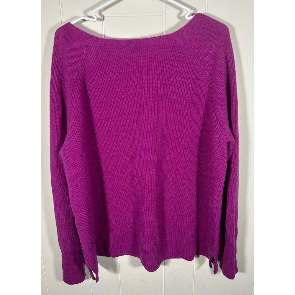 Sundance 100% Cashmere Ribbed V-Neck Sweater Magenta Purple XL RN106205 - Picture 4 of 6